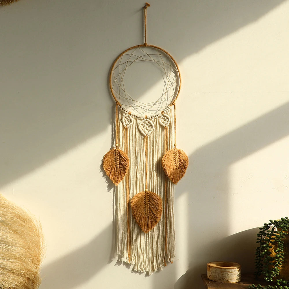 Large Macrame Dream Catcher – Boho Wall Hanging for Bedroom Decor Brownstick