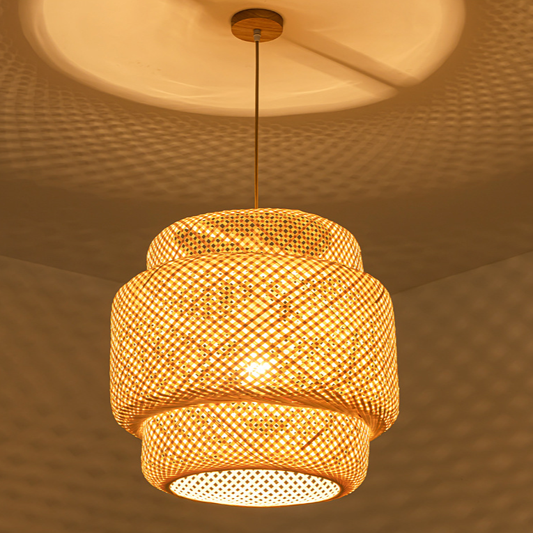 Bamboo 30cm Handwoven Rattan Lantern Pendant Lamp Brownstick
