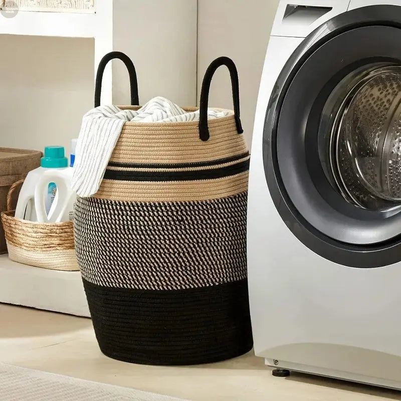 105L Extra Large Laundry Hamper Basket, Woven Tall Clothes Hamper for Storage Blanket, Toys and Dirty Cothes Brownstick