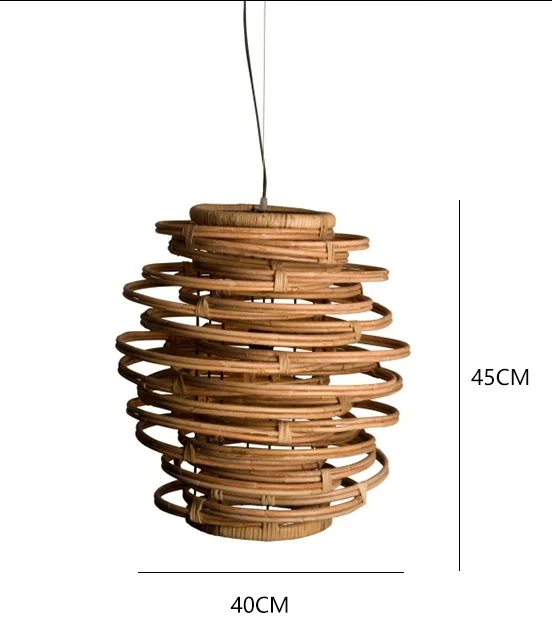 Modern Japanese Wicker Pendant Light – Rattan LED Chandelier Brownstick