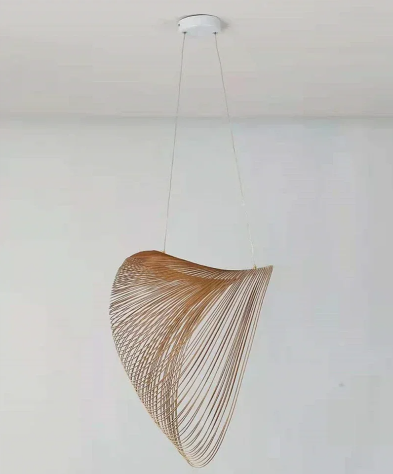 Modern Birch Wood Pendant Light – Minimalist Nordic LED Brownstick
