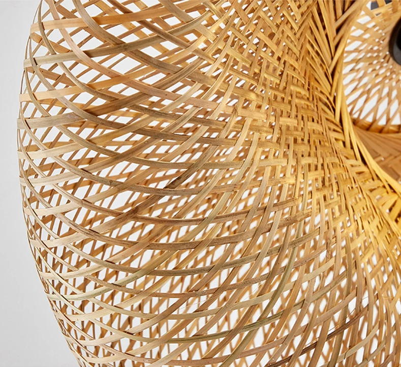Bamboo Woven Chandelier Lamp – Handmade Pendant Ceiling Light Brownstick
