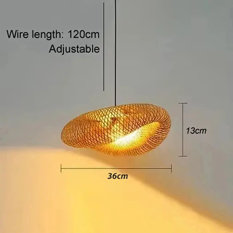 36cm Bamboo Pendant Light – Handwoven Rattan Ceiling Lamp Brownstick