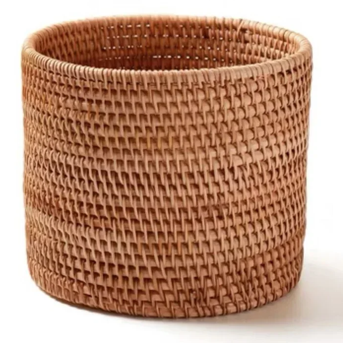 Handwoven Rattan Round Basket – Storage & Bread Organizer Brownstick
