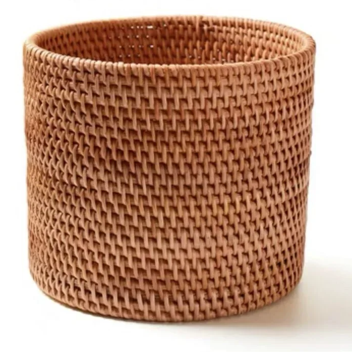 Handwoven Rattan Round Basket – Storage & Bread Organizer Brownstick