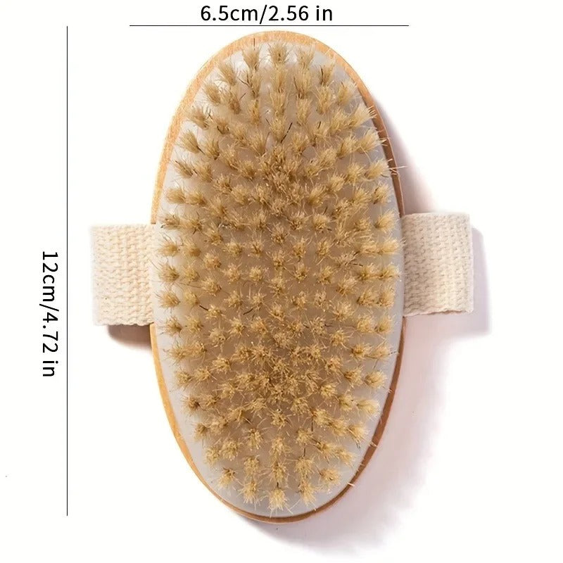 Wooden Shower Brush – Natural Bristle Body Scrubber Brownstick
