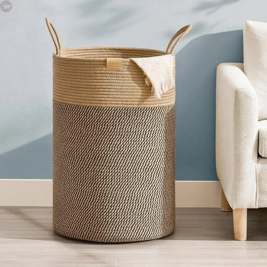 75L Cotton Rope Woven Laundry Hamper – Large Storage Basket Brownstick