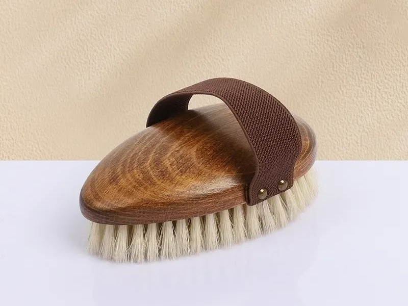 Ebony Wood Body Massage Brush – Natural Bristle Dry Skin Brush