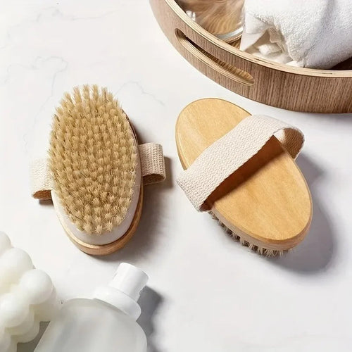 Wooden Shower Brush – Natural Bristle Body Scrubber Brownstick