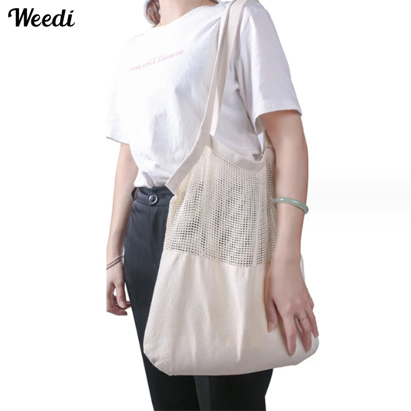 Cotton Mesh Shopping Tote Bag – Large Reusable Eco Bag Brownstick