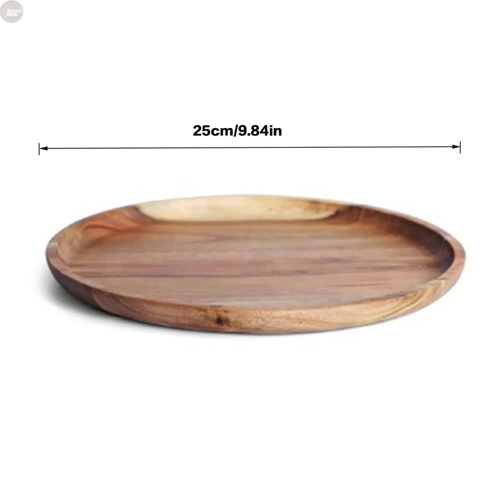 Acacia Wood Round Serving Tray – Natural Pizza, Salad, and Dessert Platter Brownstick