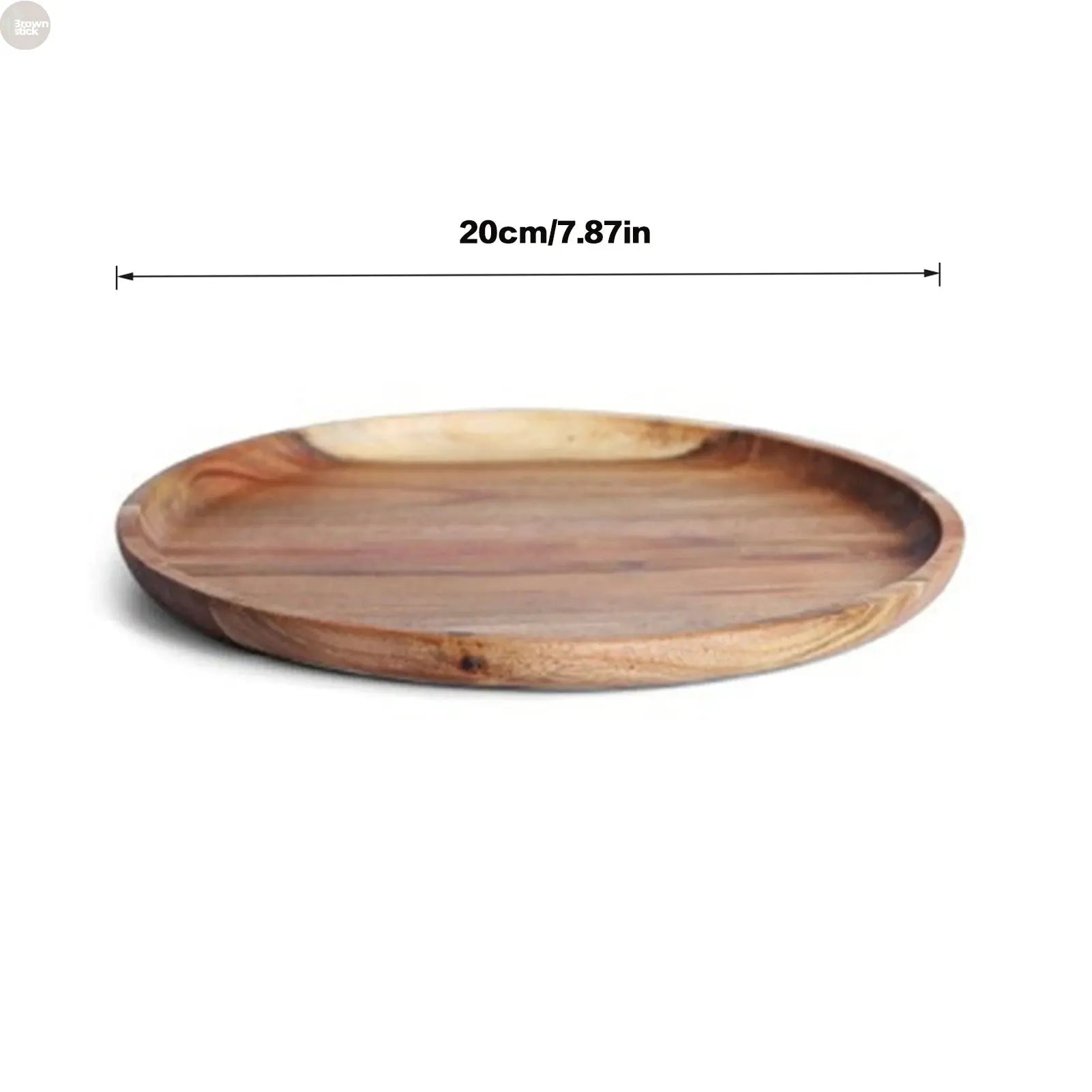 Acacia Wood Round Serving Tray – Natural Pizza, Salad, and Dessert Platter Brownstick