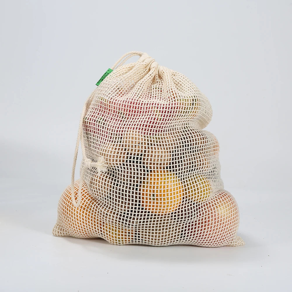 Reusable Cotton Produce Bags – Washable Eco Net Bags Brownstick
