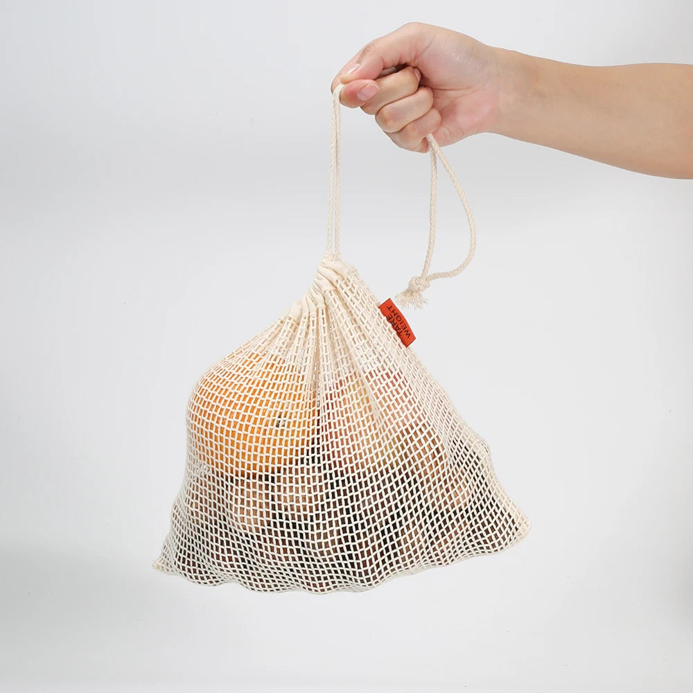 Reusable Cotton Produce Bags – Washable Eco Net Bags Brownstick