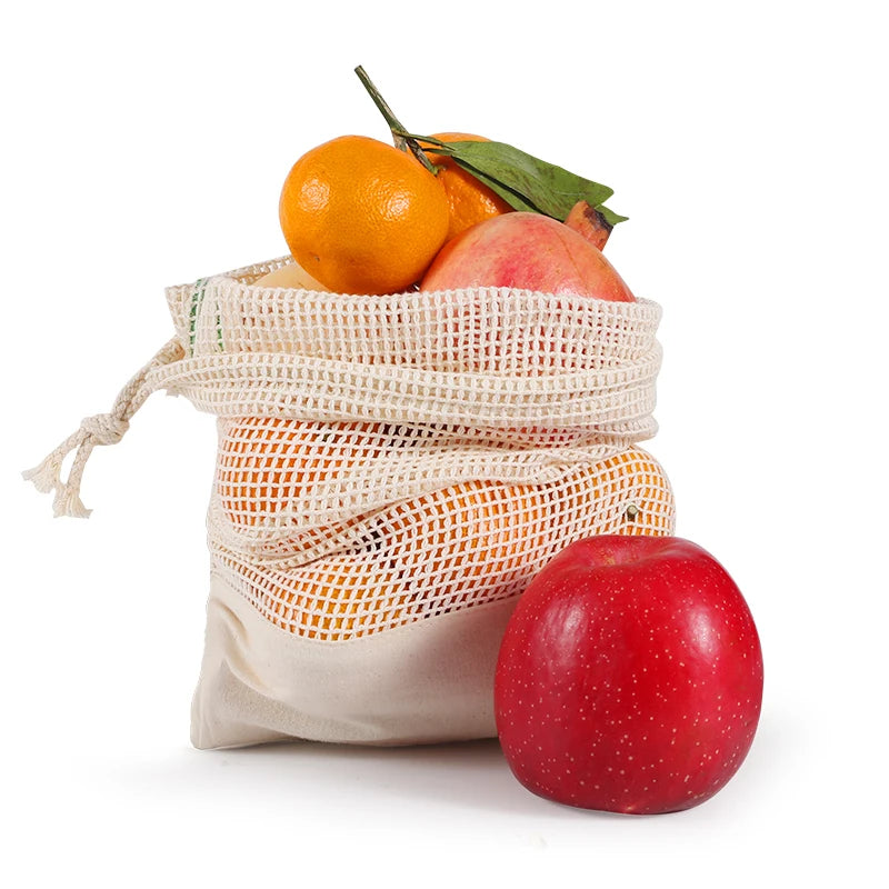 Reusable Cotton Produce Bags – Washable Eco Net Bags Brownstick