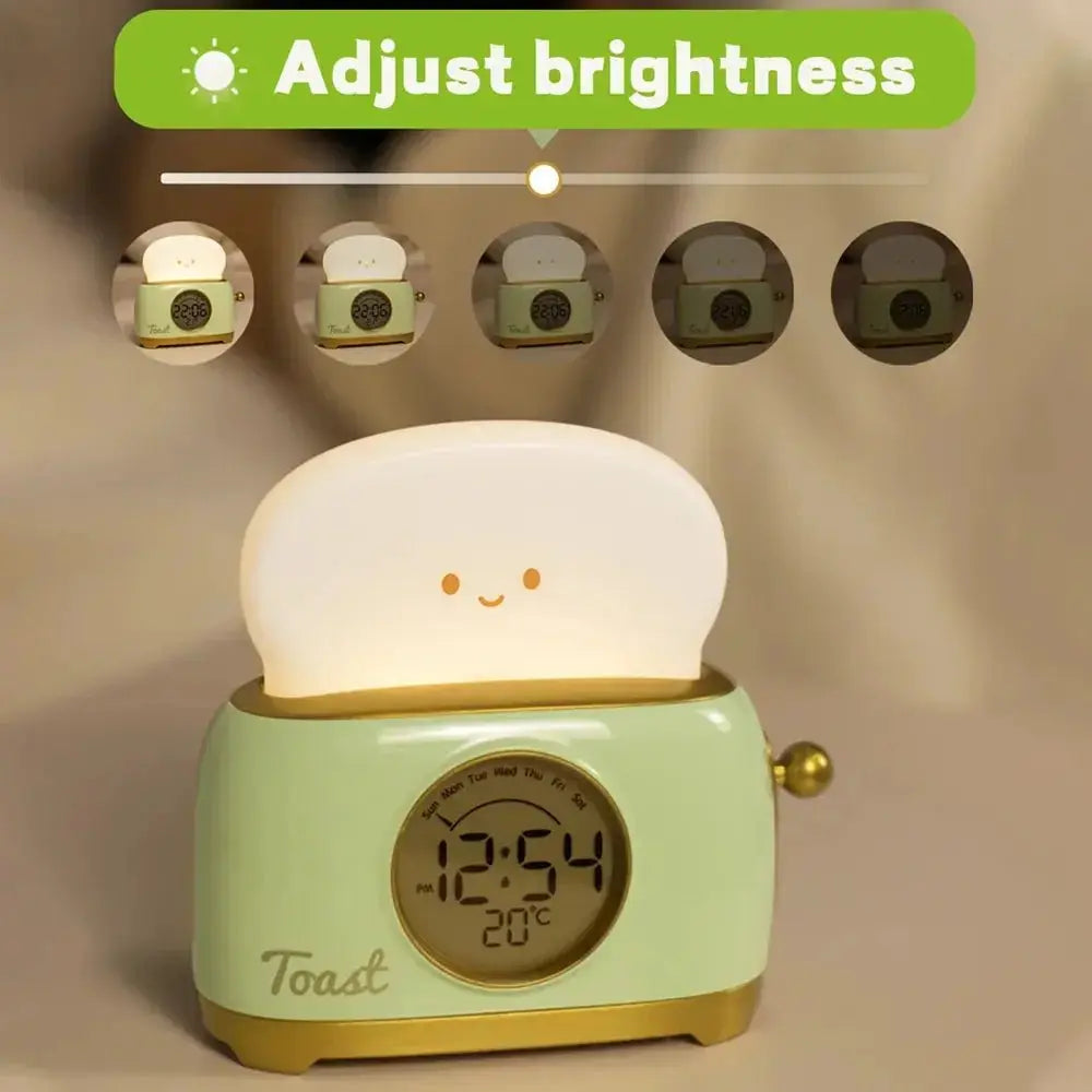 Alarm Clock LED Night Light – Sleep Trainer with Temperature Display - Brownstick