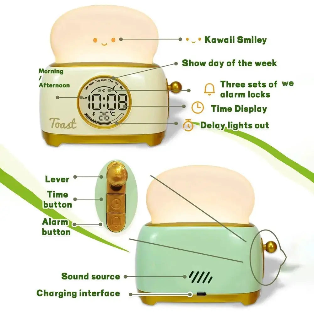 Alarm Clock LED Night Light – Sleep Trainer with Temperature Display - Brownstick
