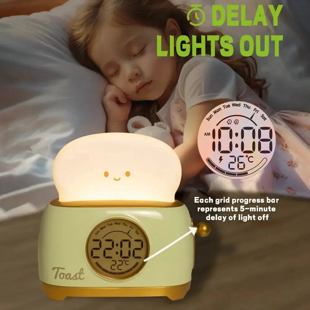 Alarm Clock LED Night Light – Sleep Trainer with Temperature Display - Brownstick