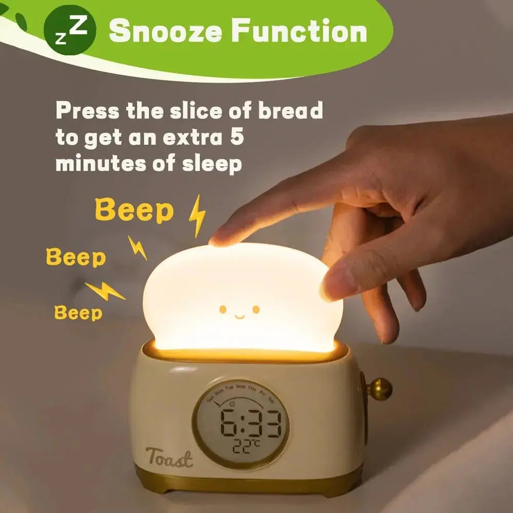 Alarm Clock LED Night Light – Sleep Trainer with Temperature Display - Brownstick