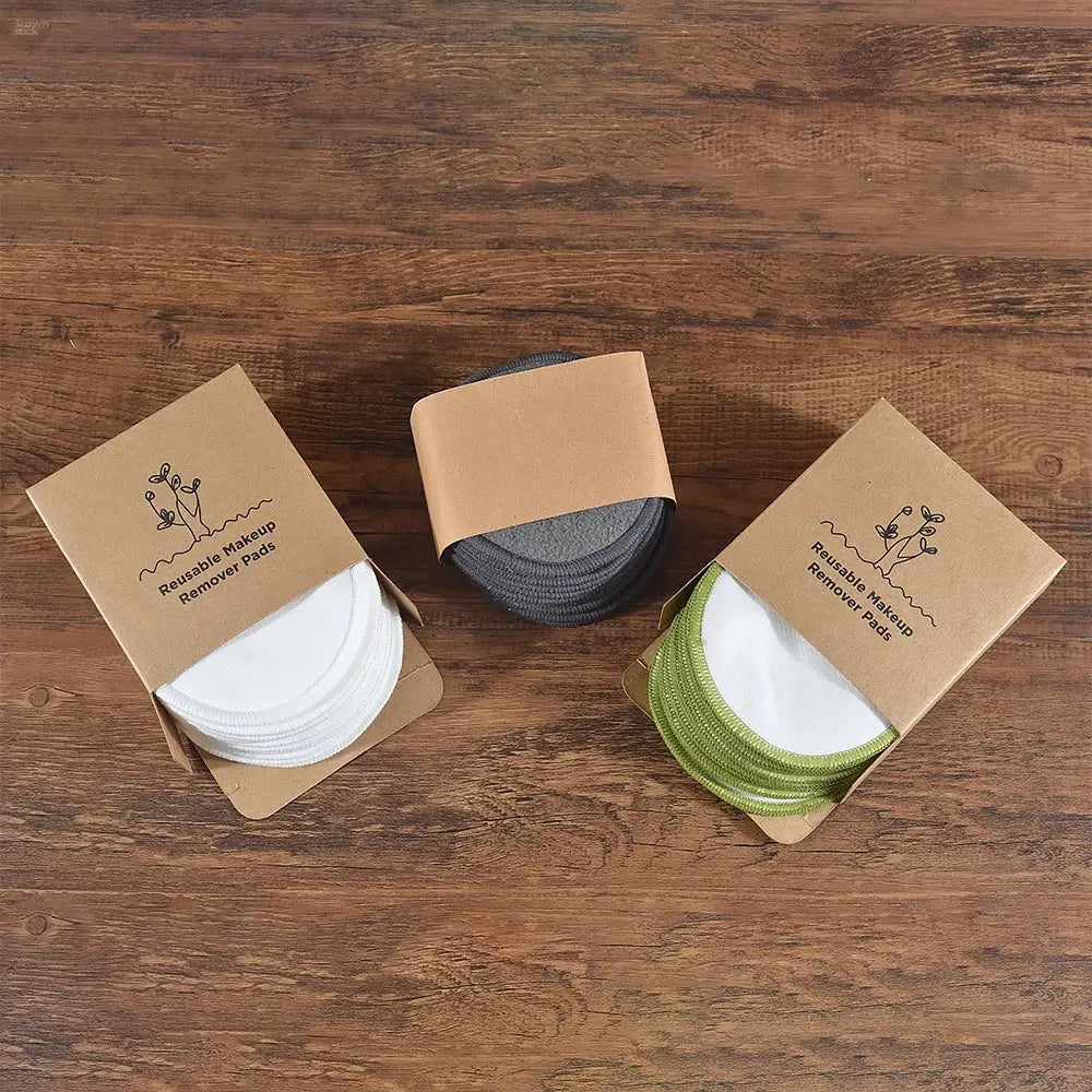 Bamboo Cotton Reusable Makeup Remover Pads – Washable Facial Cleansing Rounds Brownstick