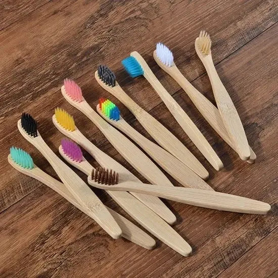 Bamboo Toothbrush Set – 10pcs Eco-Friendly Biodegradable Oral Care Brownstick