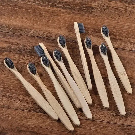 Bamboo Toothbrush Set – 10pcs Eco-Friendly Biodegradable Oral Care Brownstick