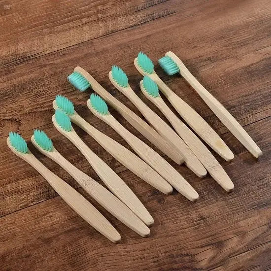 Bamboo Toothbrush Set – 10pcs Eco-Friendly Biodegradable Oral Care Brownstick