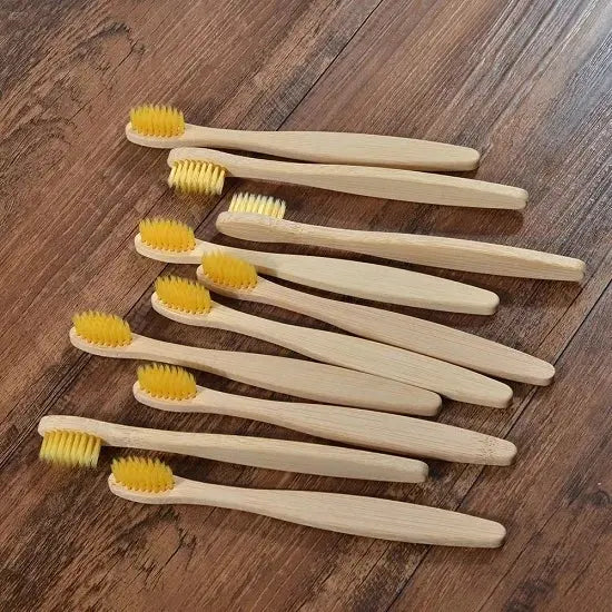 Bamboo Toothbrush Set – 10pcs Eco-Friendly Biodegradable Oral Care Brownstick