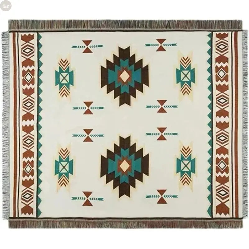 Bohemian Style Outdoor Picnic Mat - Thick, Moisture - proof, and Portable - Brownstick