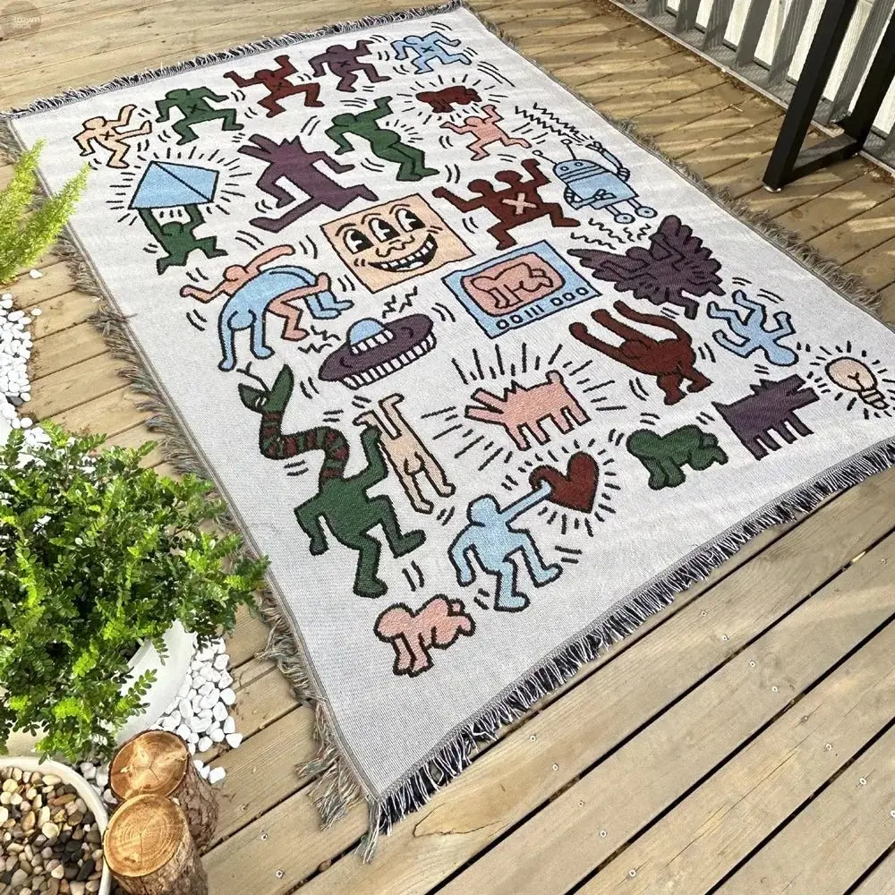 Bohemian Style Outdoor Picnic Mat - Thick, Moisture - proof, and Portable - Brownstick