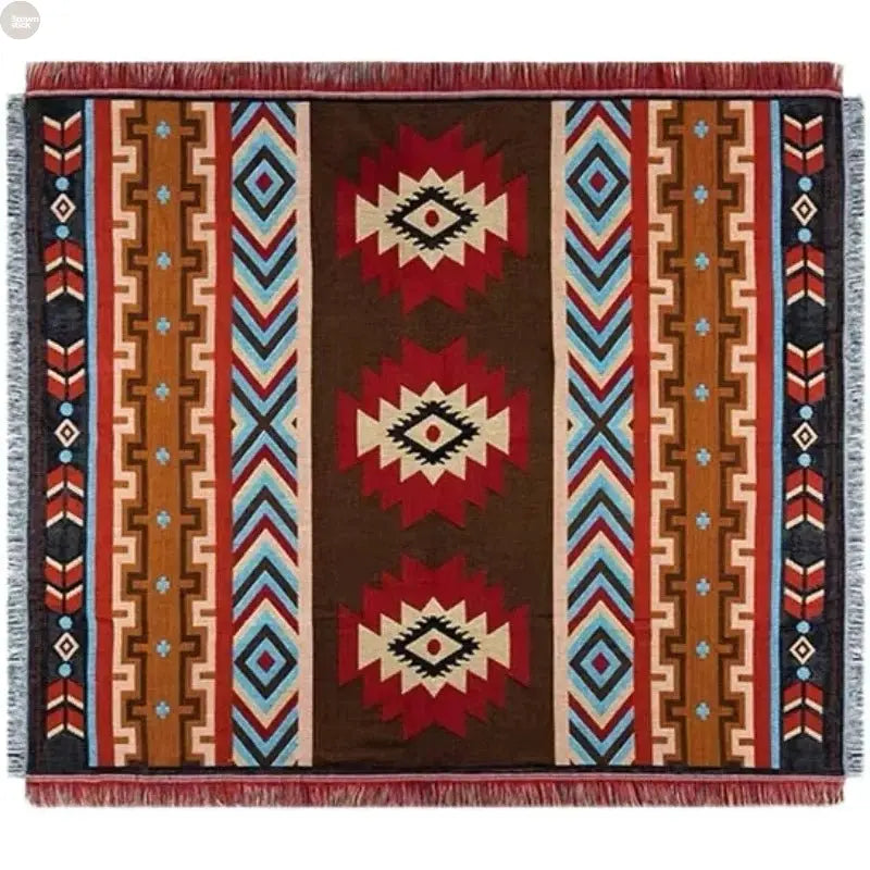 Bohemian Style Outdoor Picnic Mat - Thick, Moisture - proof, and Portable - Brownstick