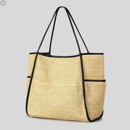 Casual Large Capacity PP Straw Tote Bag Brownstick
