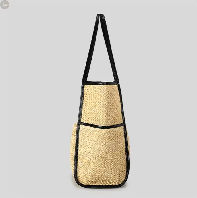 Casual Large Capacity PP Straw Tote Bag Brownstick