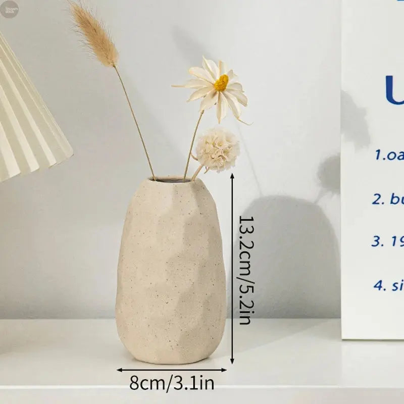 Ceramic Flower Vase for Retro Table Decor, Dried Flower Arrangements, Home Wedding Gifts, Aesthetic Desktop Ornament Brownstick