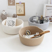 Circular Woven Cotton Rope Storage Basket Brownstick