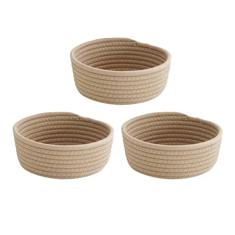 Circular Woven Cotton Rope Storage Basket Brownstick