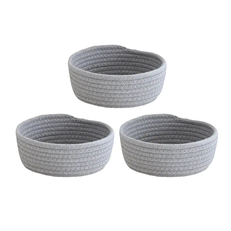 Circular Woven Cotton Rope Storage Basket Brownstick