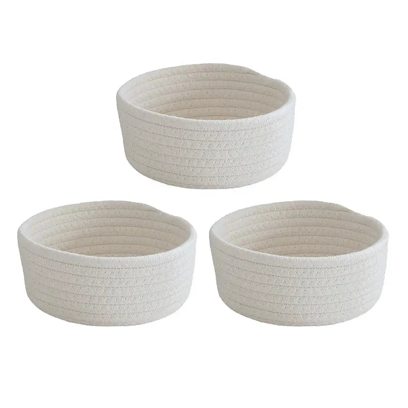 Circular Woven Cotton Rope Storage Basket Brownstick