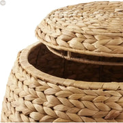 Comfort Corner Handwoven Water Hyacinth Storage Basket with Lid Brownstick