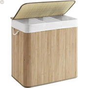 Comfort corner Laundry Hamper,Laundry Basket, Laundry Hamper with Lid, Bamboo, Foldable, Removable and Machine Washable Liner Brownstick