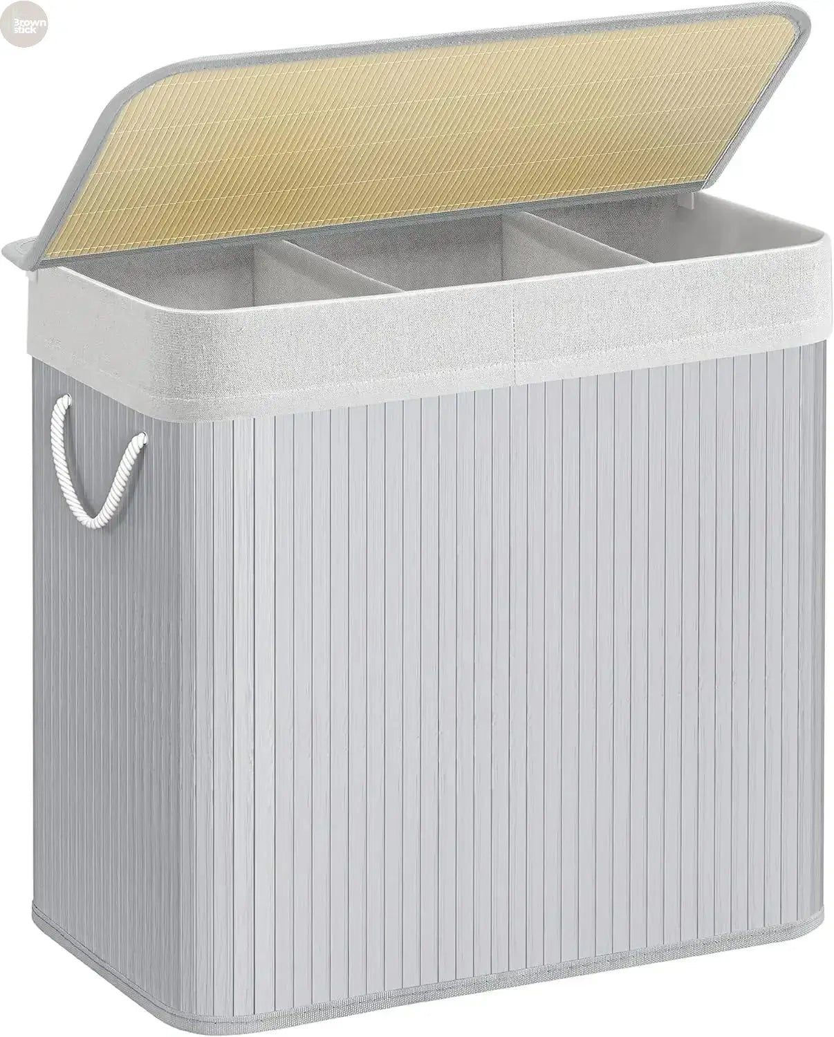 Comfort corner Laundry Hamper,Laundry Basket, Laundry Hamper with Lid, Bamboo, Foldable, Removable and Machine Washable Liner Brownstick
