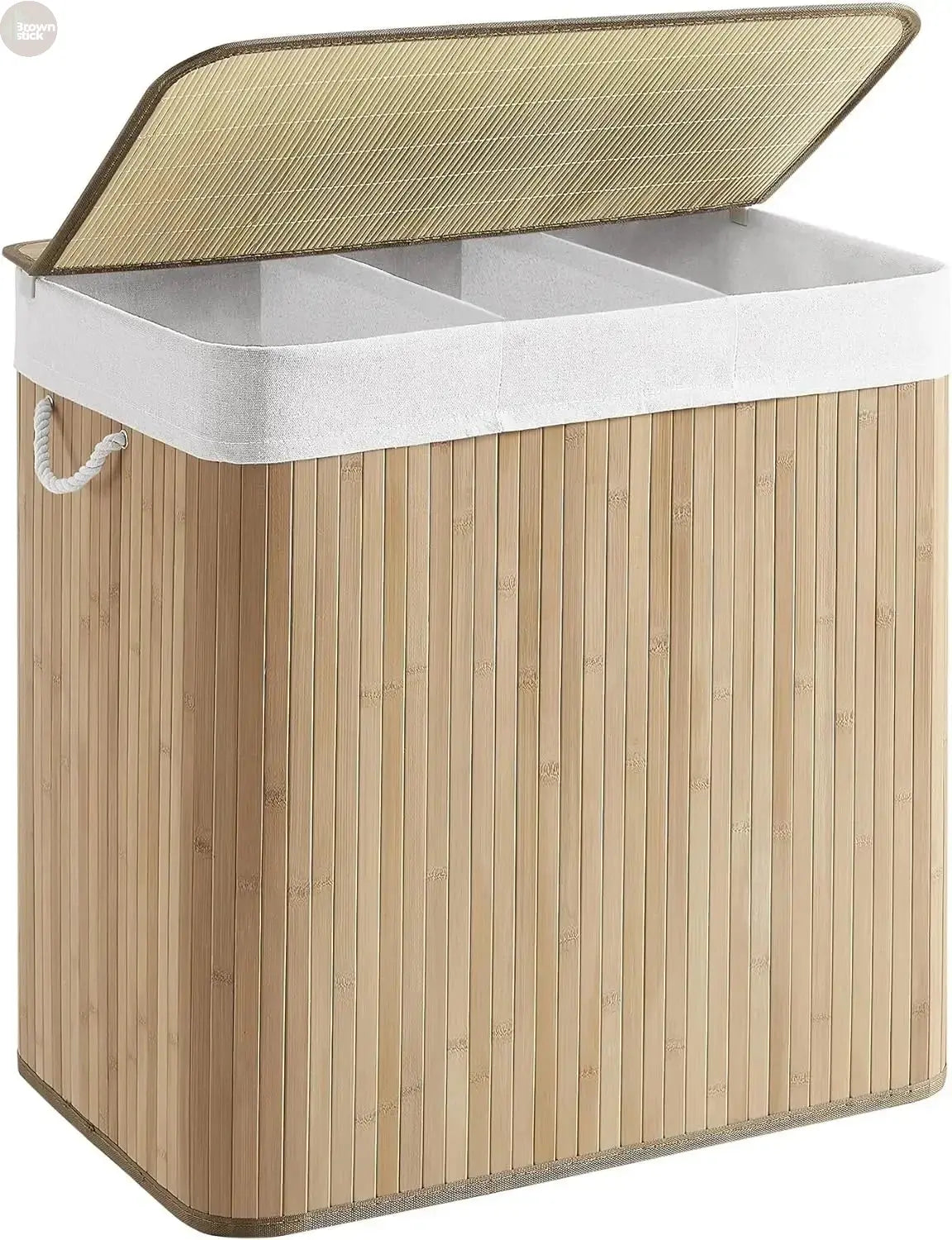 Comfort corner Laundry Hamper,Laundry Basket, Laundry Hamper with Lid, Bamboo, Foldable, Removable and Machine Washable Liner Brownstick