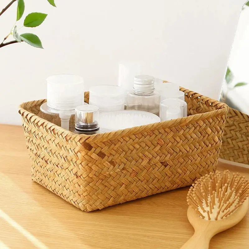 Eco-Friendly Organizer Seagrass Woven Storage Basket Brownstick