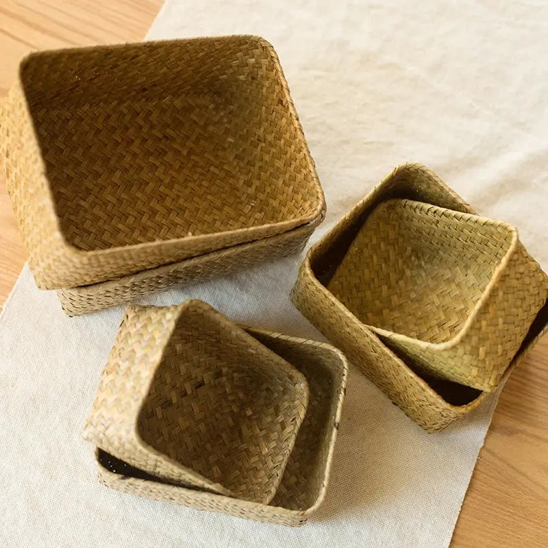Eco-Friendly Organizer Seagrass Woven Storage Basket Brownstick
