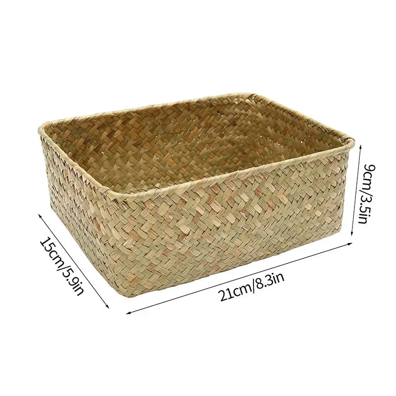 Eco-Friendly Organizer Seagrass Woven Storage Basket Brownstick