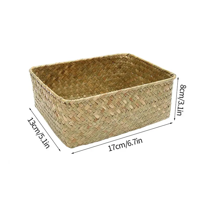 Eco-Friendly Organizer Seagrass Woven Storage Basket Brownstick