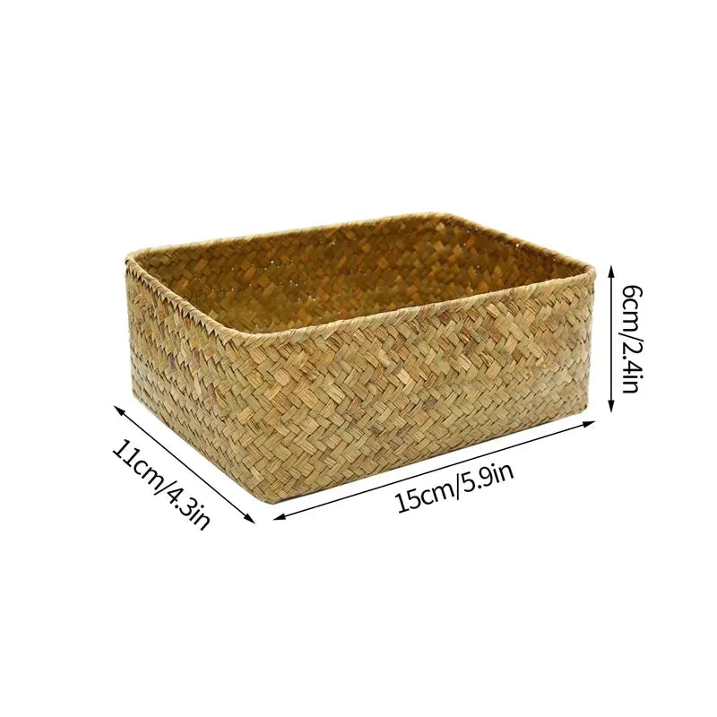 Eco-Friendly Organizer Seagrass Woven Storage Basket Brownstick