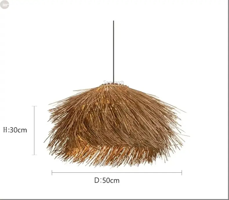 Elegant Hand-Knitted Bamboo & Wooden Pendant Light: Versatile for Any Room Brownstick