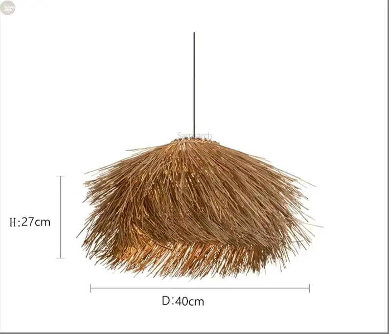 Elegant Hand-Knitted Bamboo & Wooden Pendant Light: Versatile for Any Room Brownstick