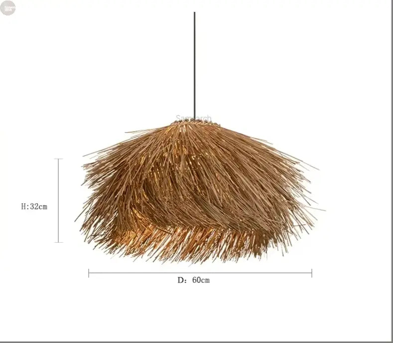 Elegant Hand-Knitted Bamboo & Wooden Pendant Light: Versatile for Any Room Brownstick
